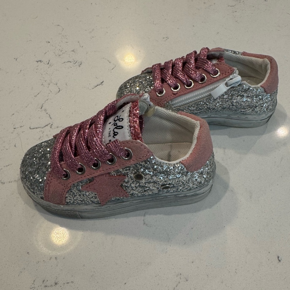 Lola + The Boys Pink and Silver Glitter Kids Shoes